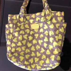 Marc Jacobs Yellow and Gray Nylon Heart Tote